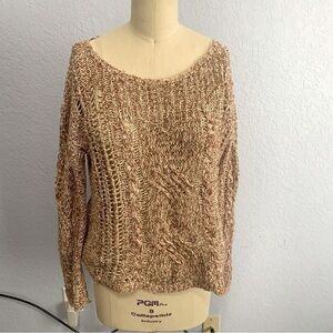 Free People Cable Knit Long Sleeve Pullover Sweater